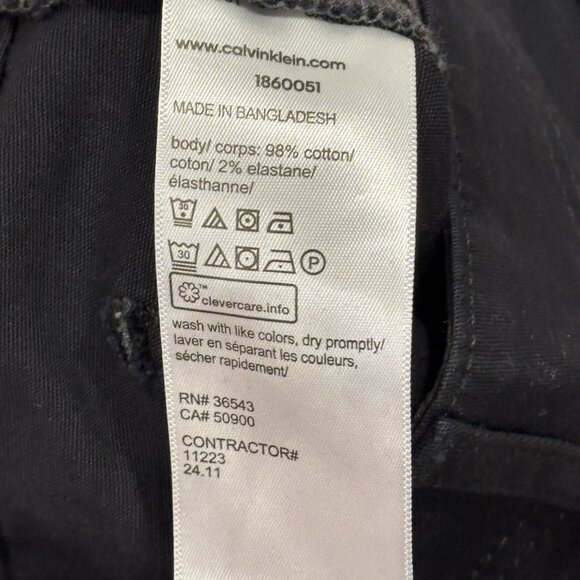 Calvin Klein Chino Pants Mens 32 x 32 Black Slim Fit Straight Flex Waist Cotton - Picture 12 of 13